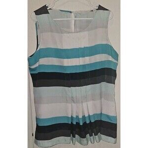 NY&C New York & Company Women's  Large Multicolored Sleeveless Blouse Stripes